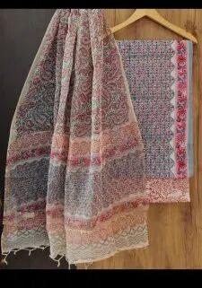 Block Print Cotton Suit, Color : Yellow