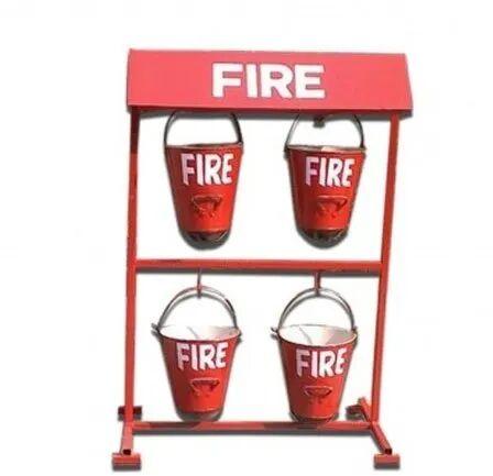 Mild Steel Fire Bucket Stand, Color : Red