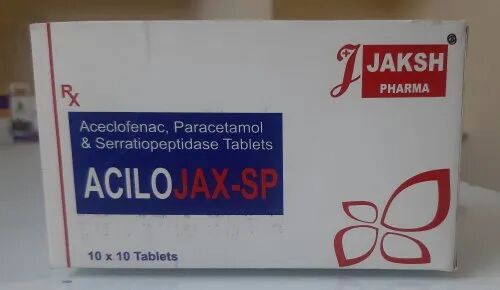 Acilojax -SP Aceclofenac Paracetamol Tablet, Packaging Size : 10 X 10 Tablets