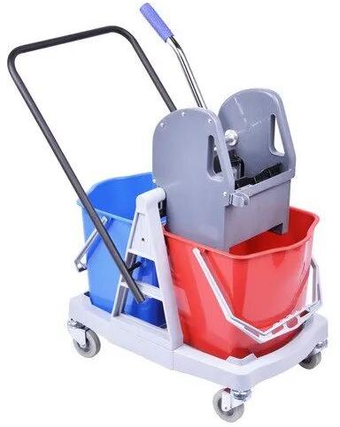Double Bucket Mop Wringer Trolley