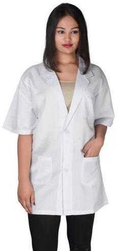 Cotton Plain Doctor Coat, Sleeve Type : Half