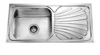 Jayna Silver Rectangular 304 Stainless Steel Kitchen Sink, Size : 36X18X7 Inch