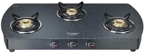 Rectangular Three Burner Gas Stove, For Kitchen, Ignition Type : Manual