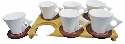 Ceramic Tea Coffee Cup Set, For Home, Color : White