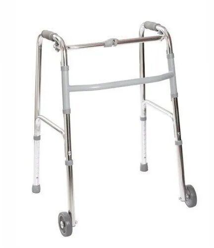 Aluminium Folding Walker, Color : Silver