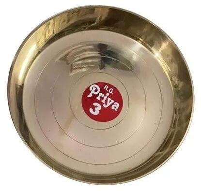 Plain Brass Thali, For Temple, Shape : Round