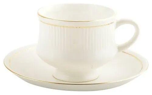 Ceramic Cup Saucer Set, For Home, Color : White