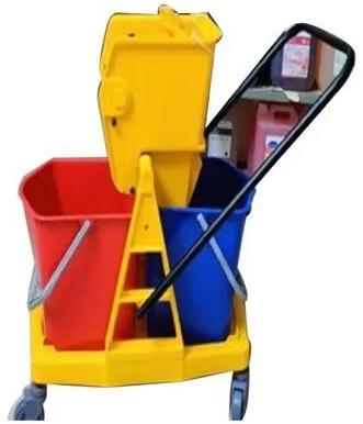 Plastic Double Bucket Wringer Trolley, For Office Hotels