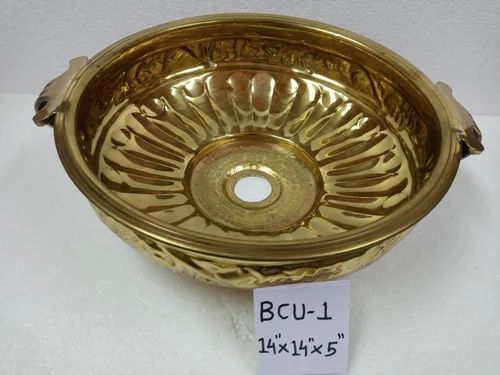 Brown Copper Brass Urli Wash Basin, For Bathroom, Shape : Round