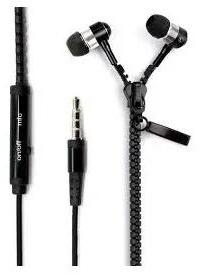 Rubber Zipper Earphone, Color : Black