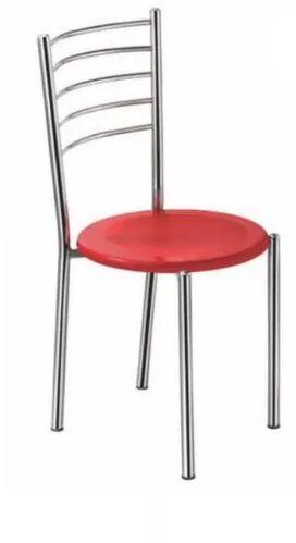 Plastic restaurant chair, Packaging Type : Red & Chrome