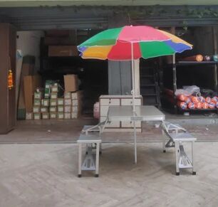 Portable Aluminium Folding Picnic Table, For Hotel, Garden, Color : White