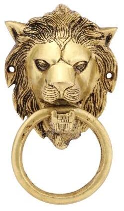 Brass Lion Mouth Door Knocker, Color : Golden