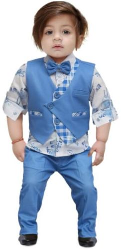 MM723 Blue Boys Pant Shirt Jacket Bow Tie Set