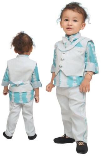 MM781 Turquoise Boys Pant Shirt Jacket Bow Tie Set