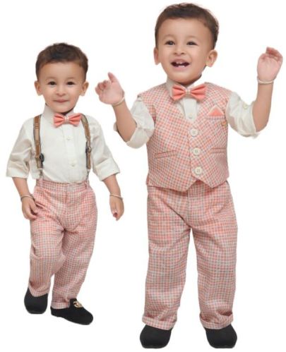 MM782 Peach Boys Pant Shirt Jacket Bow Tie Set