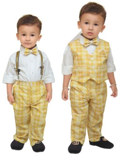 MM783 Yellow Boys Pant Shirt Jacket Bow Tie Set