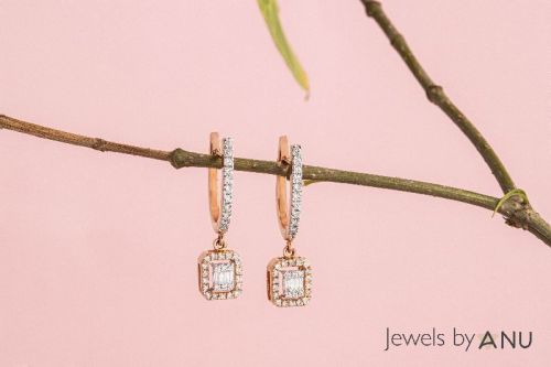 Diamond Hoop Earrings In Solid Gold Handmade