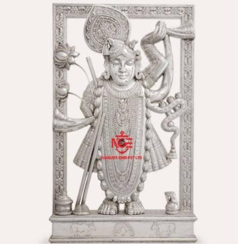 Metal Silver Shreenathji Nathdwara Statue, For Gift, Size : 3x5 Inch