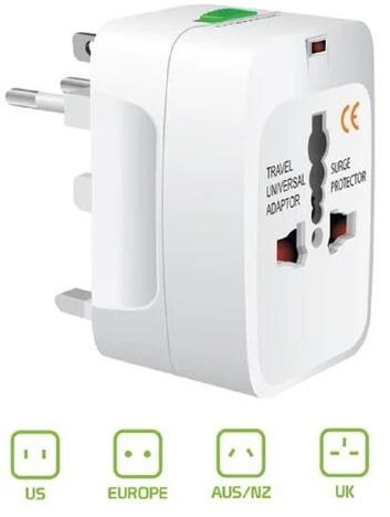 Plastic TRAVEL ADAPTER, Color : White