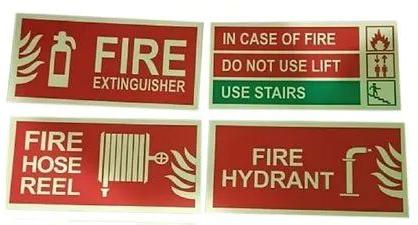 Rectangular Paper Fire Safety Signs, For Hotel, Office, Restaurant, Industrial, Size : All Size