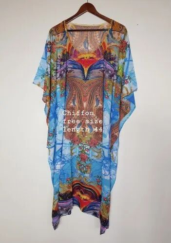 V-Neck Chiffon Kaftan, Size : Free Size