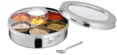 Stainless Steel See Thru Masala Dabba (With Plate)