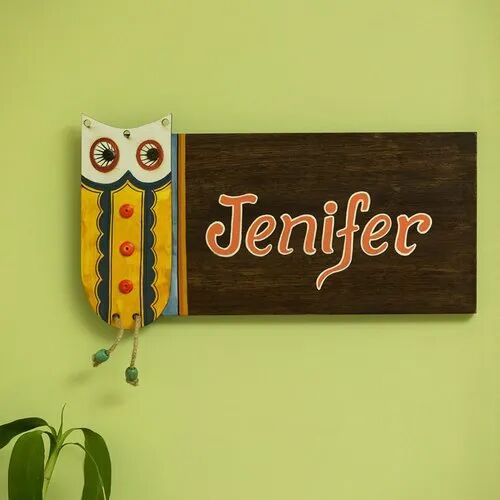 Wooden Name Plate, Color : Brown