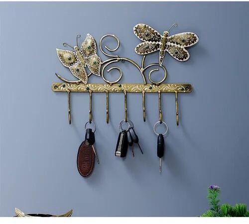 Brown Metal Butterfly Key Holder, Packaging Type : Carton Box