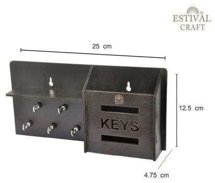 Waterproof MDF Wooden Black Key Holder, Size : 25x12.5x4.75cm
