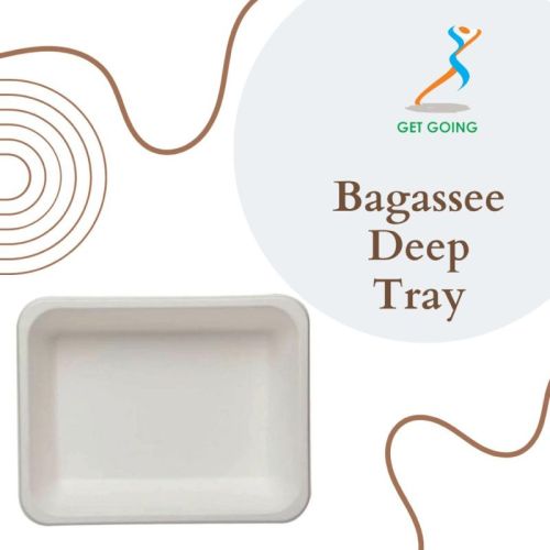 Creamy Square Plain PP Bagasse Deep Tray, For Packaging Food Items, Size : Multisize