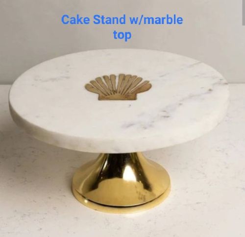 Brown Round Plain Polished Brass Marble Cake Stand, For Restaurant, Hotel, Size : Standard