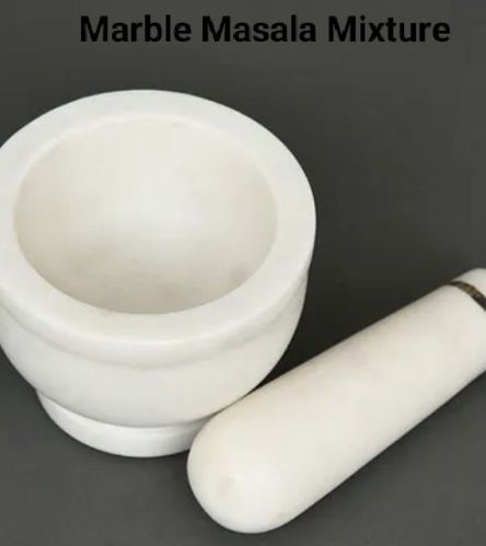 Marble Mortar & Pestle, Color : White for Kitchen