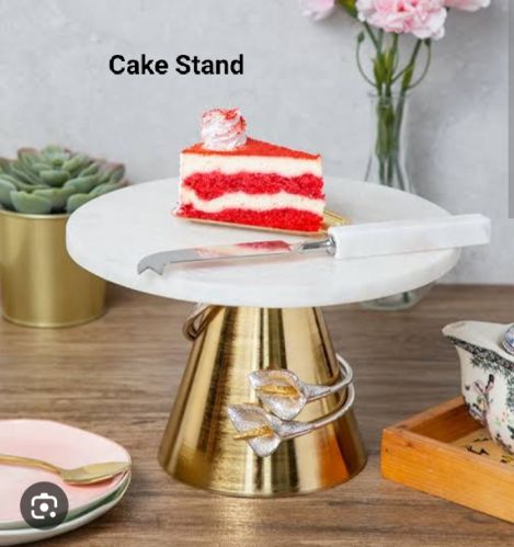 Brownish Plain Polished Round Marble Cake Stand, For Hotel, Office, Size : Standard