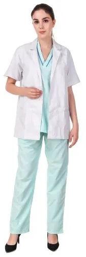 Cotton Student Lab Coat, Color : White