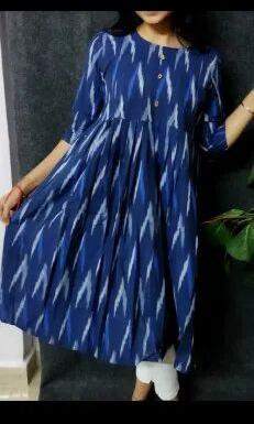 Cotton Ikat Kurtis, Stitch Type : Stitched