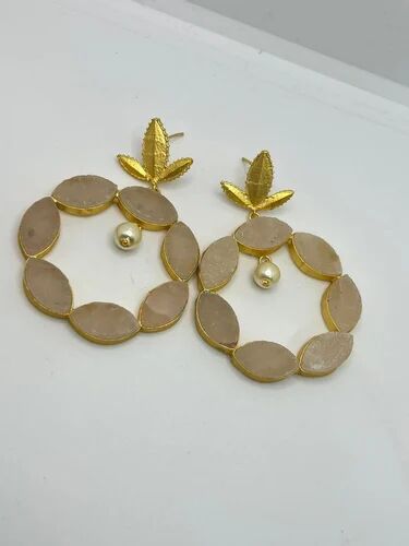 Sheqe Apparels Golden Brass Stud Earrings