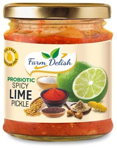 Probiotic Spicy Lime Pickle 350 Gms, Packaging Type : Glass Bottle