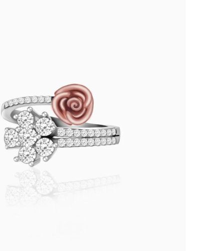 KRISWABLESSING Silver Studded Rose Ring, Gender : Female