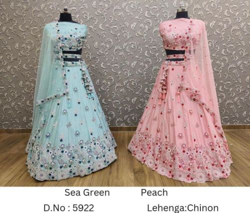 Ladies Embroidered Chinon Lehenga, Size : XL