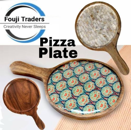 Multicolor Round Wooden Pizza Platter, Feature : Disposable, Eco Friendly, Light Weight