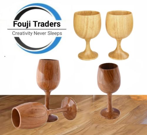 Brown Polished Wooden Wine Glass, Shape : Round