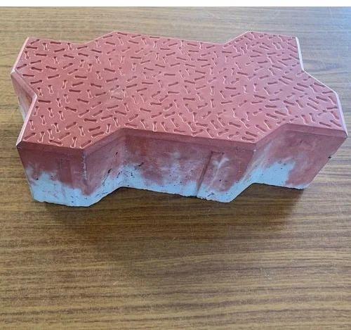 Red Concrete Zig Zag Paver Block, For Flooring, Construction, Size : 20 X 19 X 20 Mm