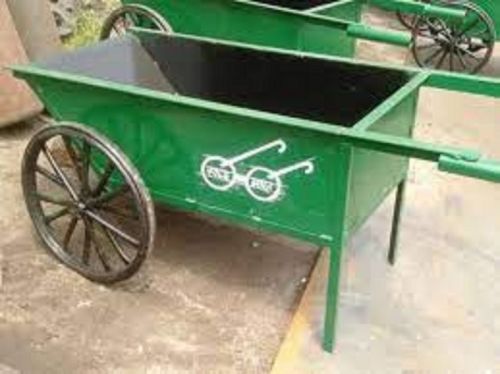 Rectangular Cast Iron Green Wheelbarrow, For Industrial Use, Style : 2 Wheeler