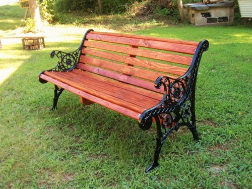 Black Rectangular Plain Polished Cast Iron Heavy Bench, For Garden, Size : Standard
