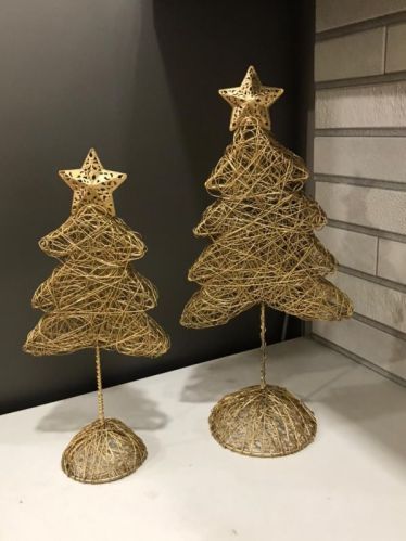 Iron AL2032 Golden Xmas Tree, For Decoration, Gifting, Length : 18x6x9L/15x4x7L
