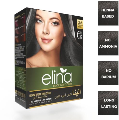 Elina Unisex Henna Hair Color-Black, For Personal