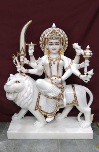 Non Polished Marble Goddess Maa Durga Statue, For Home, Hotel, House, Religious, Shop, Temple, Size : 1ft