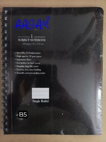 AAGAM Rectangular PVC Spiral Notebook B5, For Home, Office, School, Size : 9.84 X 6.93 Inch
