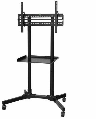 Mild Steel Display Trolley Stand, Color : Black